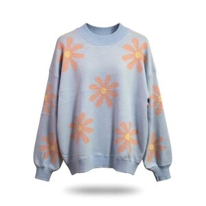 Zeagoo Light Blue Floral Sweater